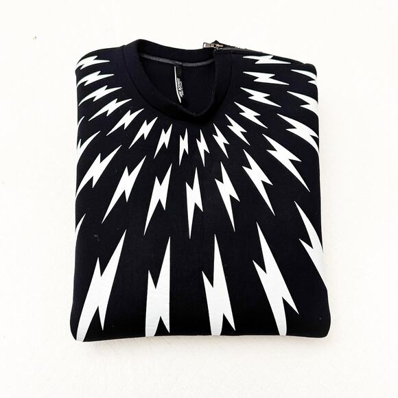Neil Barrett Fair-Isle Thunderbolt Sweatshirt Slim Fit Regular Length S Italy - Picture 8 of 8